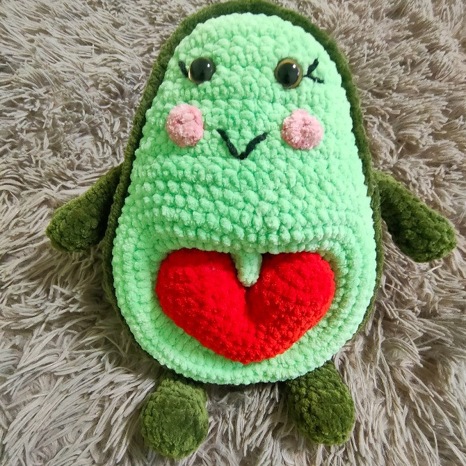 Іграшка Авокадо з сердечком закохані м'яка вязана 20 см плюшева подарунок сувенір ручна робота Нововолынск - изображение 2
