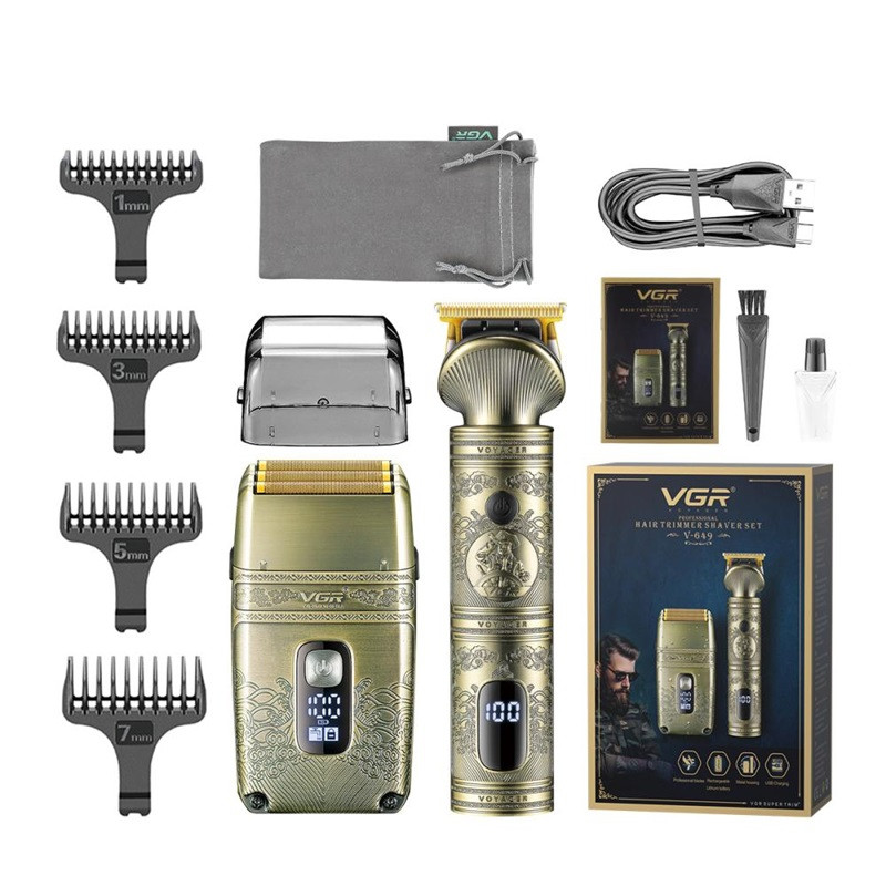 Комплект триммер та шейвер VGR 2 в 1 V-649 золотистый Київ - зображення 1