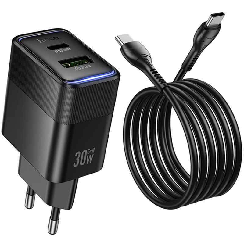 СЗУ Hoco CS112A Lounge PD30W+QC3.0 (1USB-A/1C) + кабель Type-C to Type-C Херсон - изображение 3
