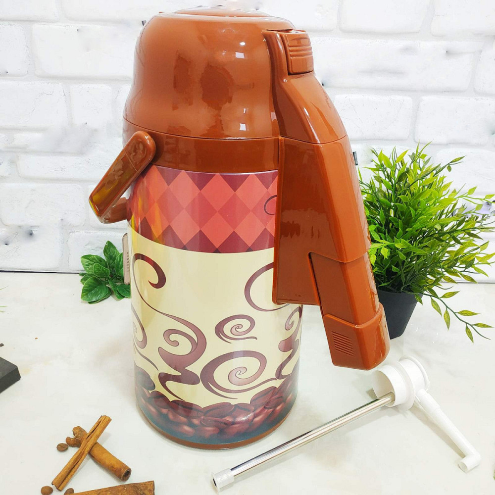 Термос із помпою Frico FRU-265-Brown3 л коричневий Київ - зображення 1