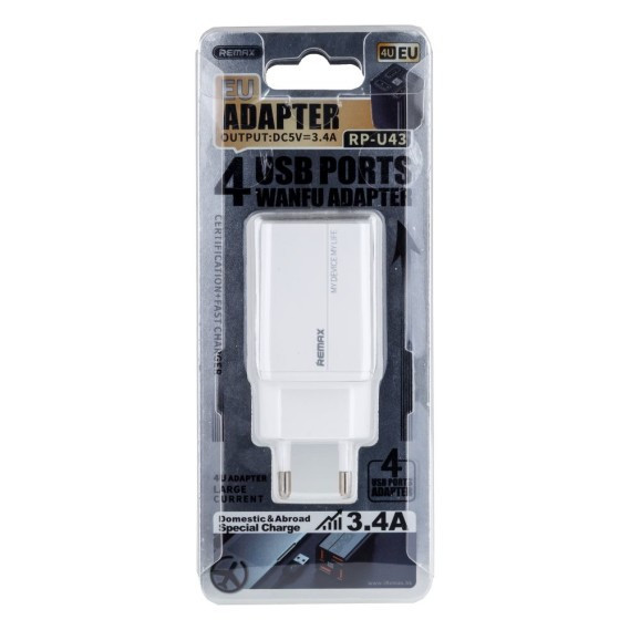 Сетевое зарядное устройство USB Remax RP-U43-White белое Київ - зображення 2