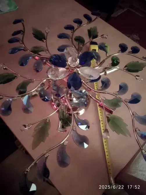 Люстра на 6 ламп, квітковий дизайн, кольорове скло Київ - зображення 4