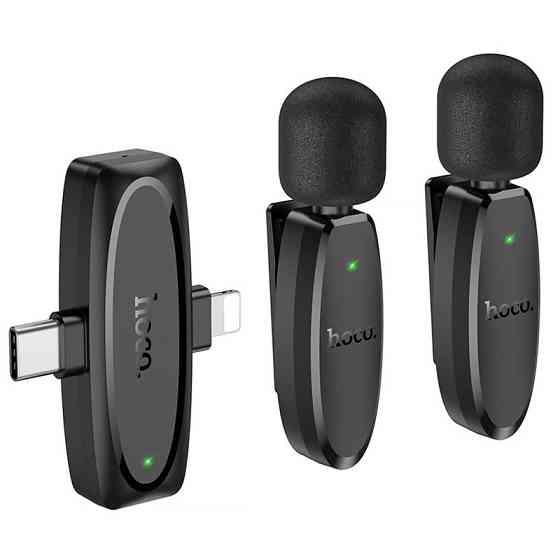 Петличный беспроводной микрофон Hoco L15 Dual-mic clip-on wireless digital (Lightning/Type-C) Херсон