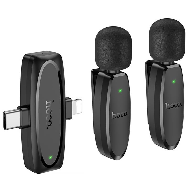 Петличный беспроводной микрофон Hoco L15 Dual-mic clip-on wireless digital (Lightning/Type-C) Херсон - зображення 1