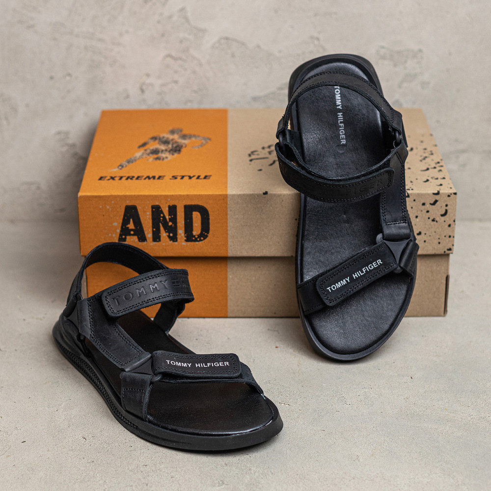 Мужские кожаные сандалии Tommy Hilfiger Black Киев - изображение 8