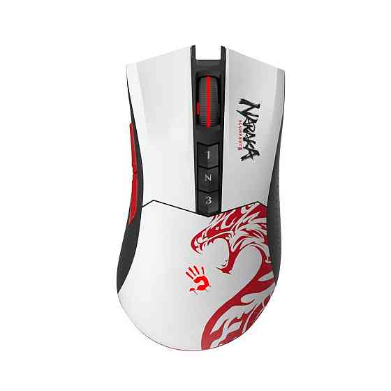 Мышь компьютерная безпроводная Bloody R90 Plus Naraka белая с красным Київ