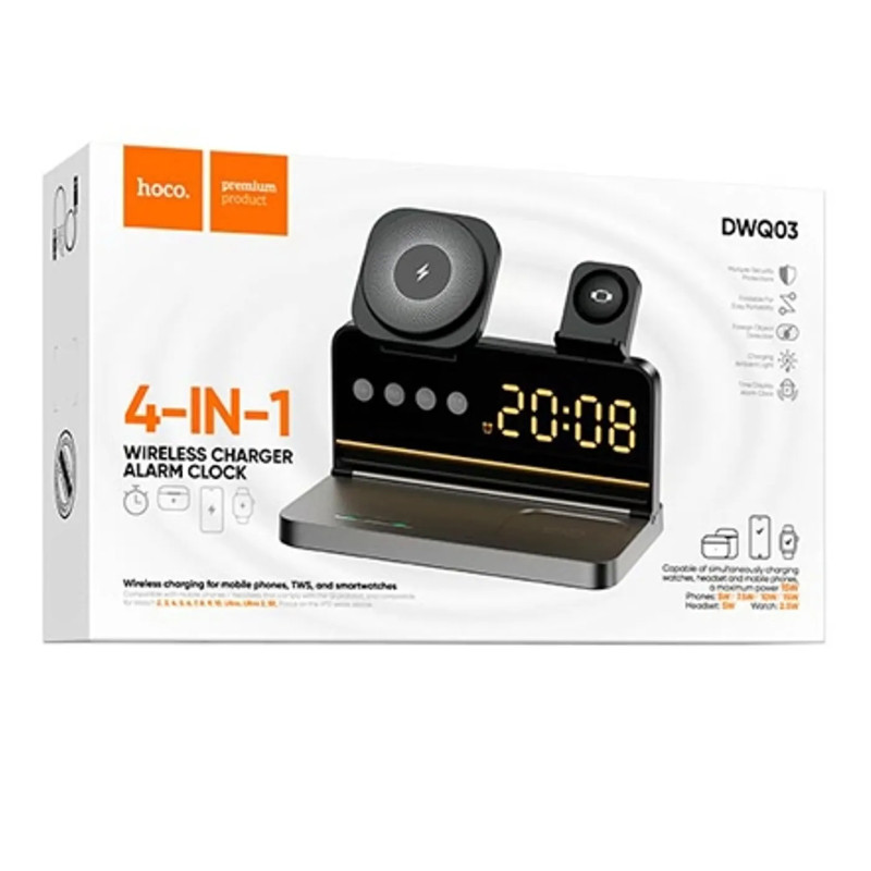 БЗУ Hoco DWQ03 North 4in1 with alarm clock Херсон - изображение 2