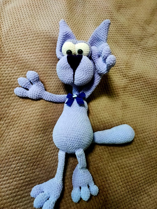 Кіт котик іграшка м'яка в'язана велика 67 см ручна робота Нововолынск - изображение 2