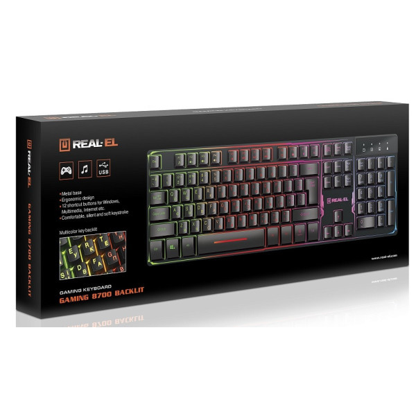 Клавіатура Real-EL Gaming 8700 USB Black (EL123100015) Харків - зображення 8