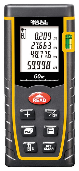 Дальномер лазерный MASTERTOOL до 60 м ±2 мм/м память 30 класс лазера I IP54 питание АААх2 чехол 30-0 Харьков - изображение 2