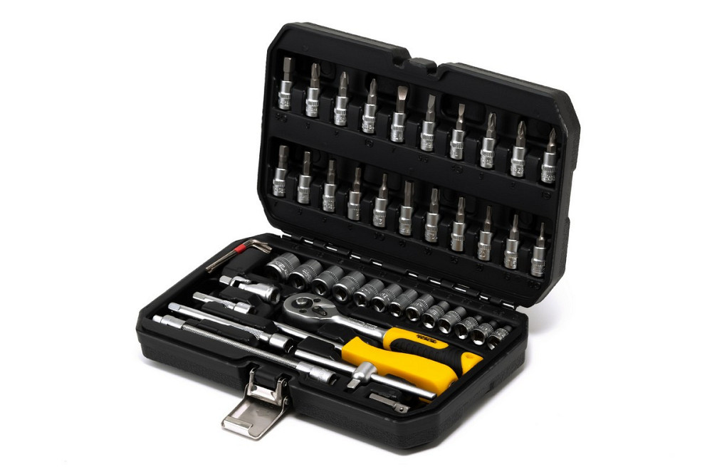 Набор инструментов MASTERTOOL ¼" 46 шт 4-14 мм CrV 46 шт кейс с металлическими замками 78-2047 Харків - зображення 1