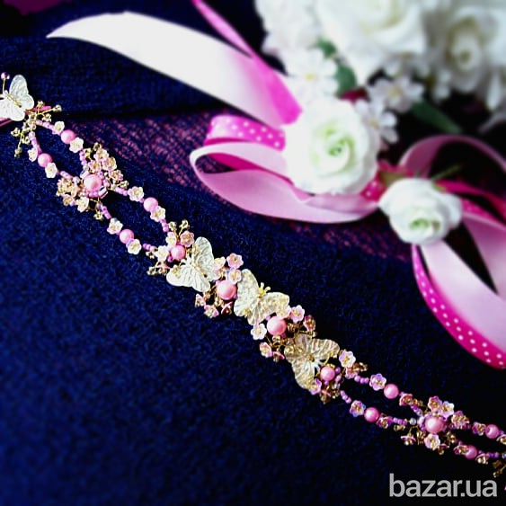 Золоті метелики гнучкий обруч гілочка золотистий метелик квітка дівчинці Луцк - изображение 2