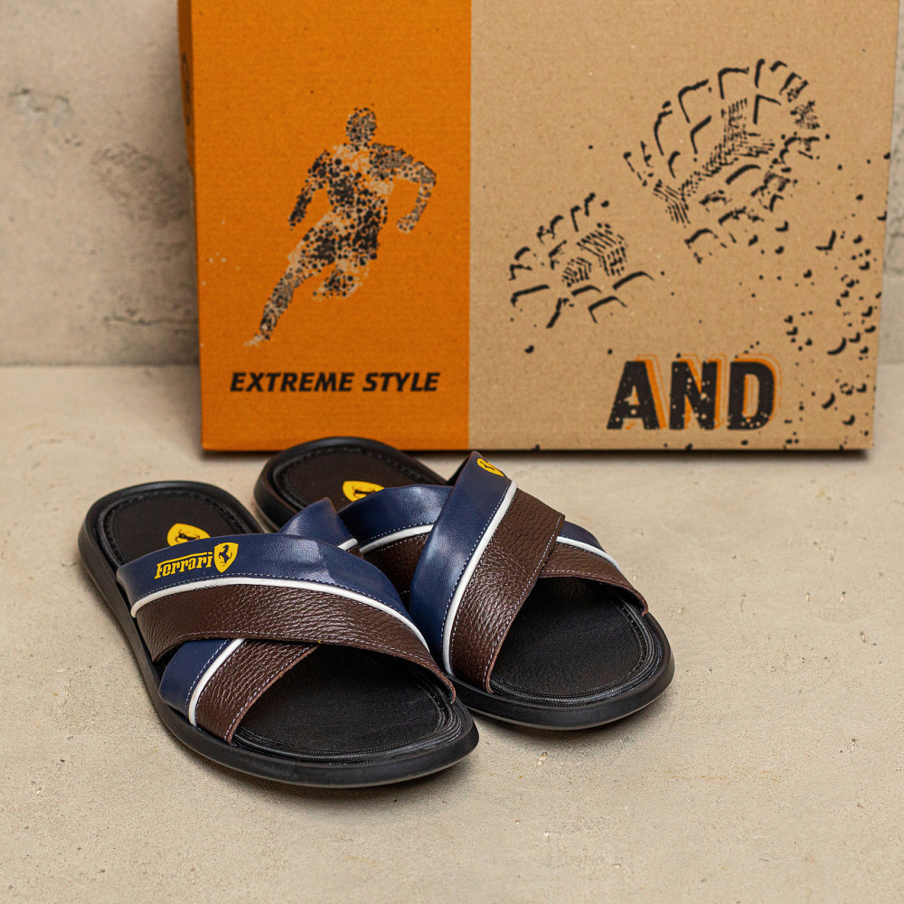 Мужские кожаные  летние шлепанцы-сланцы  Ferrari Киев - изображение 8