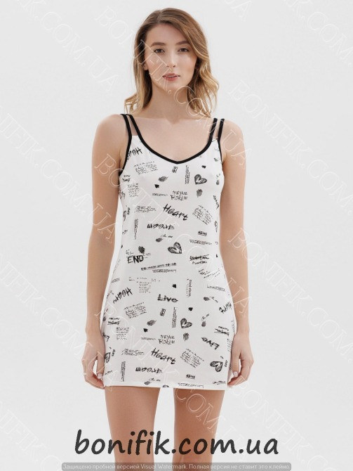 Женская ночная сорочка на тонкой бретели "Dreamy Hearts" (16801) (арт. 1768) Кривий Ріг - зображення 1