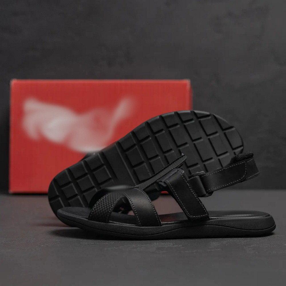 Мужские кожаные сандалии  PM Black Leather Киев - изображение 5