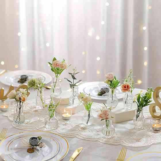 Набор стеклянных прозрачных мини ваз Leeseph 10 шт Одеса