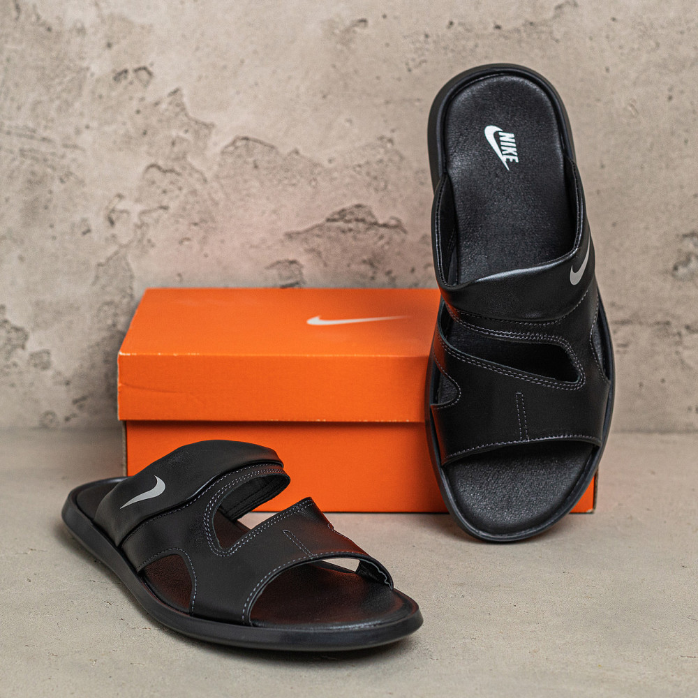 Мужские кожаные  летние шлепанцы-сланцы Nike Киев - изображение 5