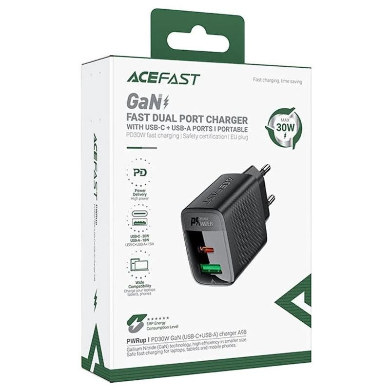 СЗУ Acefast A98 PD30W+QC3.0 GaN (1USB-A/1C) Херсон - зображення 2