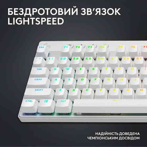 Клавиатура компьютерная безпроводная Logitech G Pro X TKL Lightspeed Tactile White L920-012148 белая Киев