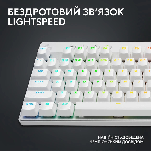 Клавиатура компьютерная безпроводная Logitech G Pro X TKL Lightspeed Tactile White L920-012148 белая Київ - зображення 2