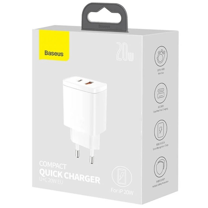 СЗУ Baseus Compact Quick Charger 20W QC+PD (1USB-A/1C) (CCXJ-B) Херсон - зображення 6