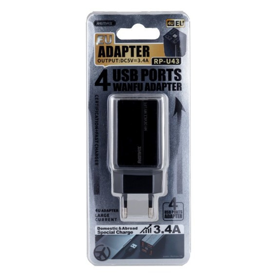 Сетевое зарядное устройство USB Remax RP-U43-Black черное Київ - зображення 2