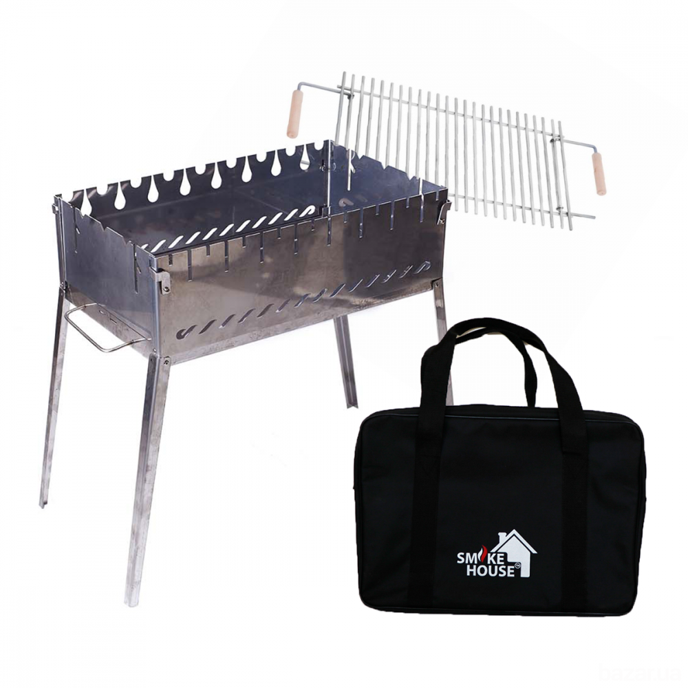 Мангал-чемодан из нержавеющей стали с сумкой и решеткой Smoke House Case 8 Харків - зображення 1