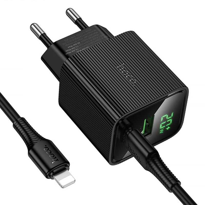 СЗУ Hoco CS83A Excellent with digital display PD20W+QC3.0 (1USB-A/1C) + кабель Type-C to Lightning Херсон - изображение 5