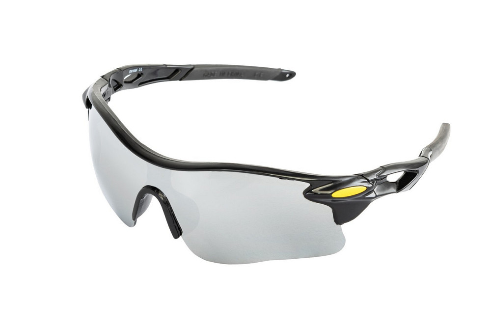 Очки открытые MASTERTOOL SPORTLINE SILVER MIRROR панорамная линза полуоправа противоскользящие дужки Харьков - изображение 1