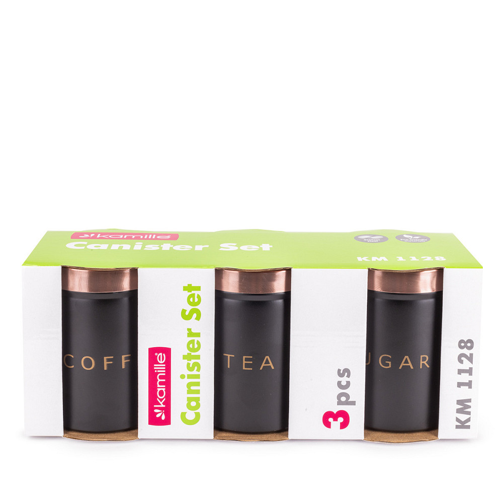 Набор ёмкостей Kamille для чая, кофе и сахара 3 шт. чёрные KM1128 Одесса - изображение 5