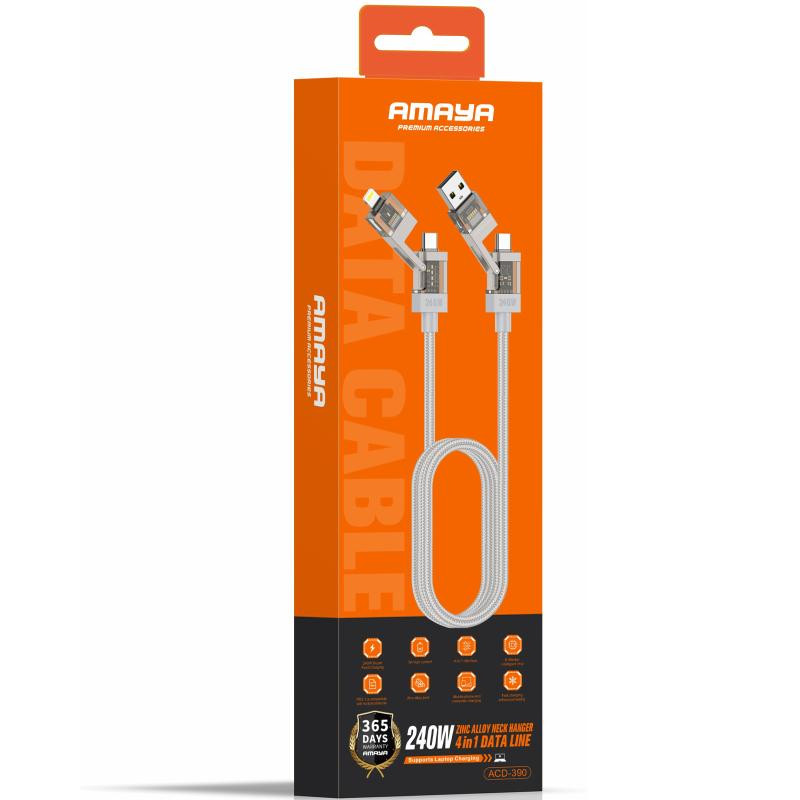 Дата кабель Amaya ACD-390 4in1 Type-C to Lightning/Type-C to USB 240W (1m) Херсон - зображення 2