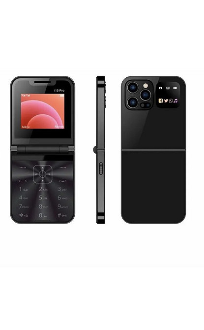 Кнопочный мобильный телефон раскладушка AIEK I15 Max на 4 сим карты Black Киев - изображение 1