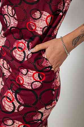 Халат жіночий на блискавці з принтом, бордовий | Новий | XL-4XL Одеса