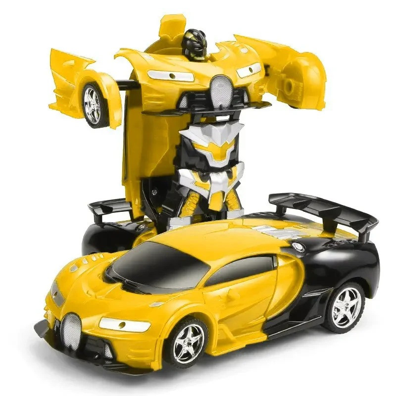 Машинка трансформер на радиоуправлении Bugatti-Robot 1:18 световые эффекты Черно-желтая Одеса - зображення 4
