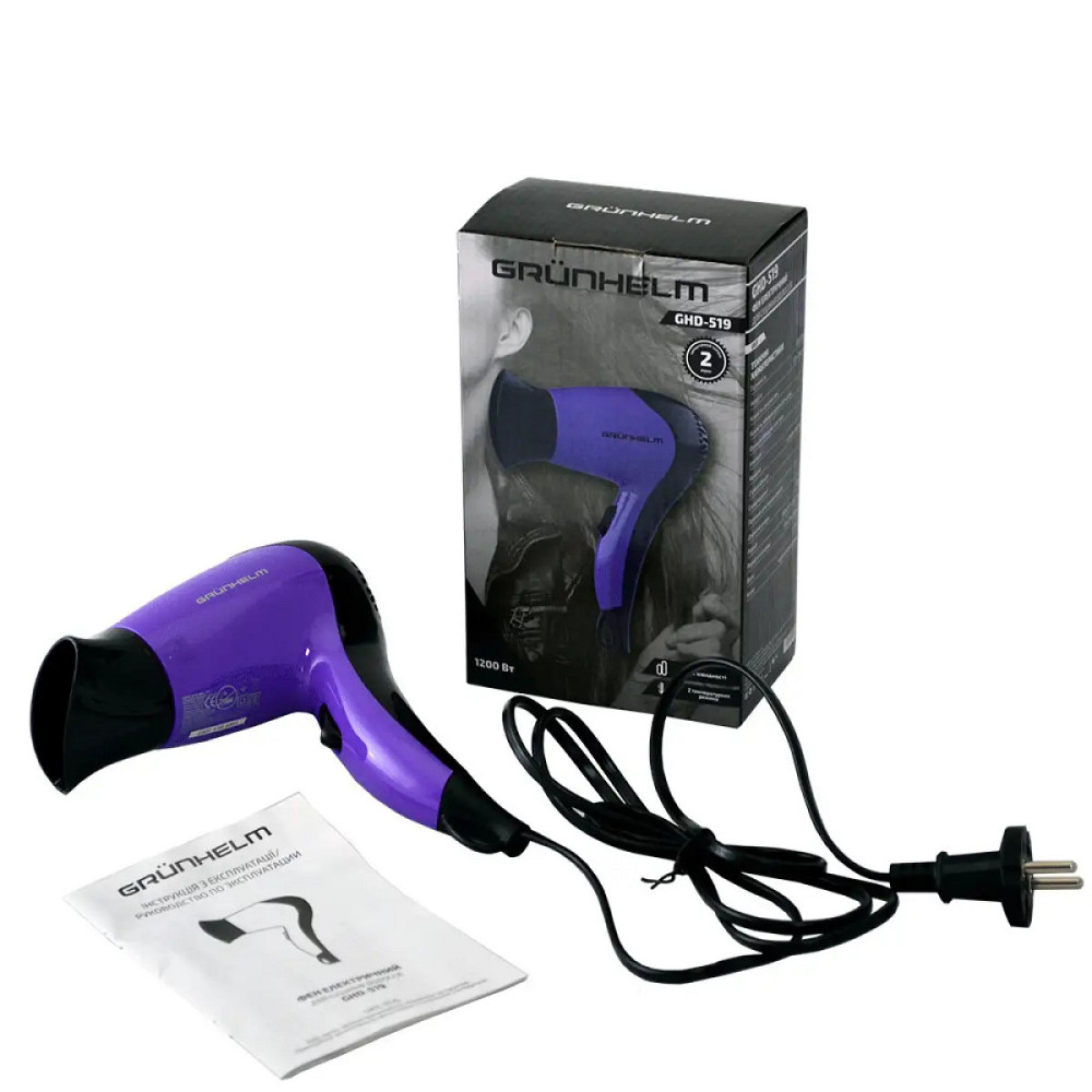Фен Grunhelm GHD-520 1200 Вт черный Київ - зображення 3