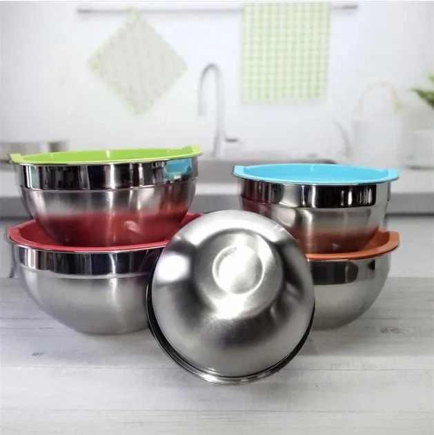 Набор мисок из нержавеющей стали 5 шт с крышками Edenberg EB-3636 Одесса - изображение 4