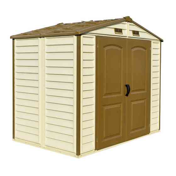 Сарай пластиковый StoreAll 245x168x220 см слоновая кость, коричневая крыша Киев