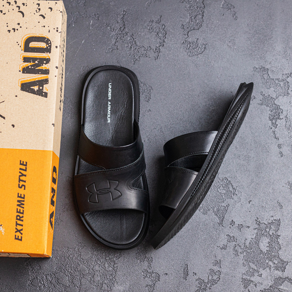 Мужские кожаные  летние шлепанцы-сланцы Under Armour Киев - изображение 10
