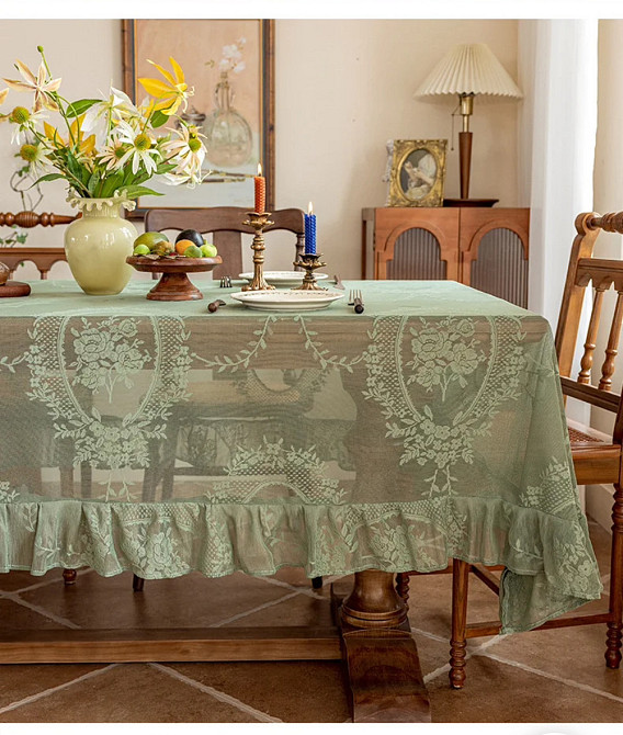 Скатерть кружевная Malva 1.1х1.5м зеленая Одеса - зображення 6