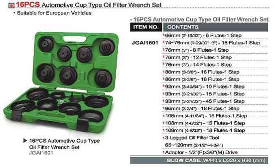 Комплект съемников масляных фильтров 16 ед. TOPTUL (крышки+краб) JGAI1601 Харьков