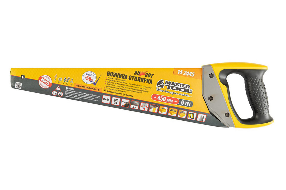 Ножовка столярная MASTERTOOL BLACK ALLIGATOR 450 мм 9TPI MAX CUT закаленный зуб 3-D заточка тефлонов Харків - зображення 3