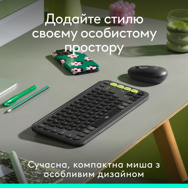 Мышь компьютерная безпроводная Logitech POP Mouse Graphite L910-007412 графитовая Київ - зображення 2
