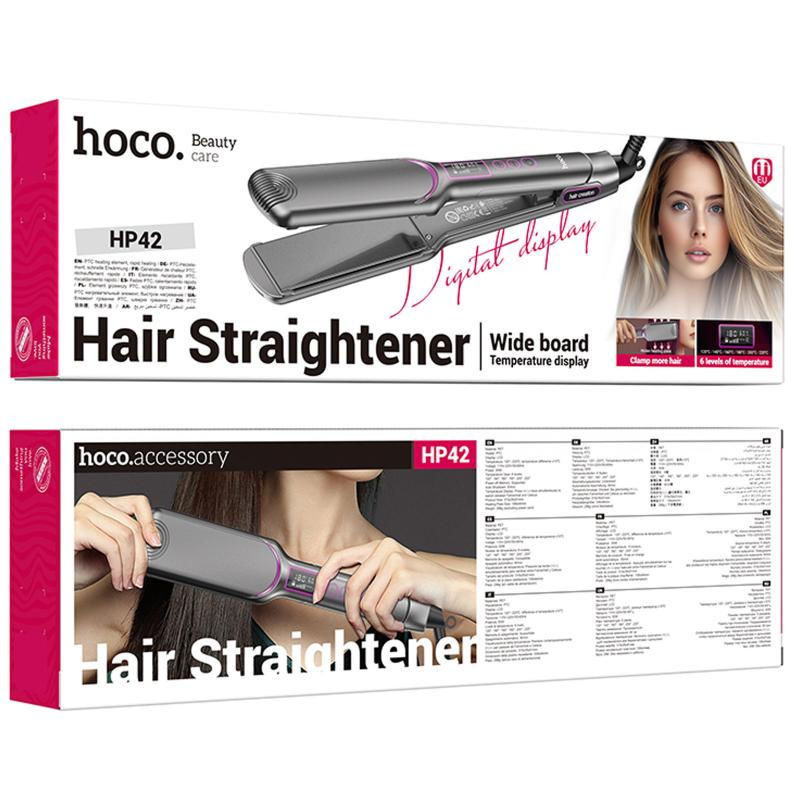 Выпрямитель для волос Hoco HP42 Wide board hair straightener with digital display Херсон - изображение 6