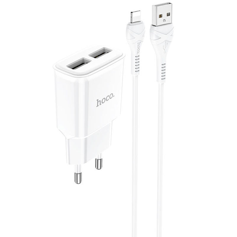 СЗУ Hoco C88A Star round 2.4A (2USB-A) + кабель USB to Lightning Херсон - изображение 1