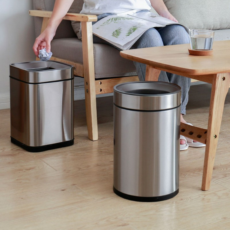 Ведро для мусора JAH 10 л круглое серебряный металлик без крышки с внутренним ведром Киев - изображение 8