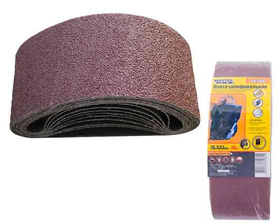 Лента шлифовальная MASTERTOOL зерно 60 76х533 мм 10 шт 08-2406 Харків