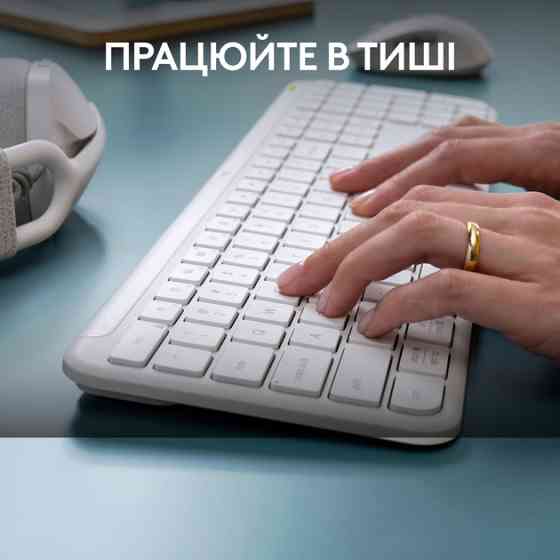 Комплект клавиатуры и мыши компьютерные беспроводные Logitech Signature Slim Combo MK950 Off White L Київ