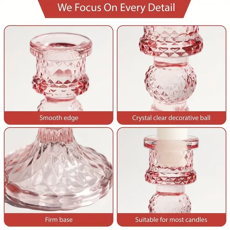 Подсвечник стеклянный Leeseph розовый Одеса - зображення 3