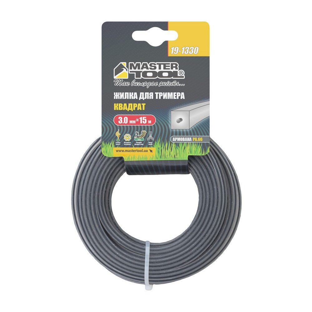 Леска для триммера MASTERTOOL КВАДРАТ АРМИРОВАННЫЙ 3,00 мм 15 м 19-1330 Харків - зображення 2