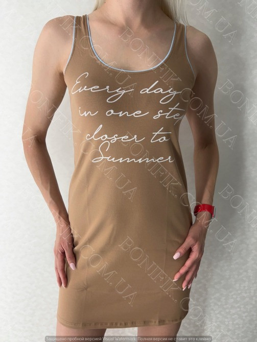 Женский домашний сарафан карамельного цвета с принтом (16401) (арт. 1846) Кривий Ріг - зображення 1